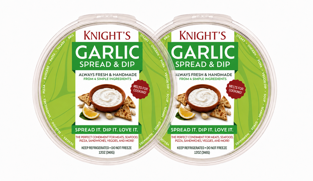 Sold Out - See "Where to Buy" for Retail Locations: Value 2 Pack - 12oz Knight's Original Garlic Spread