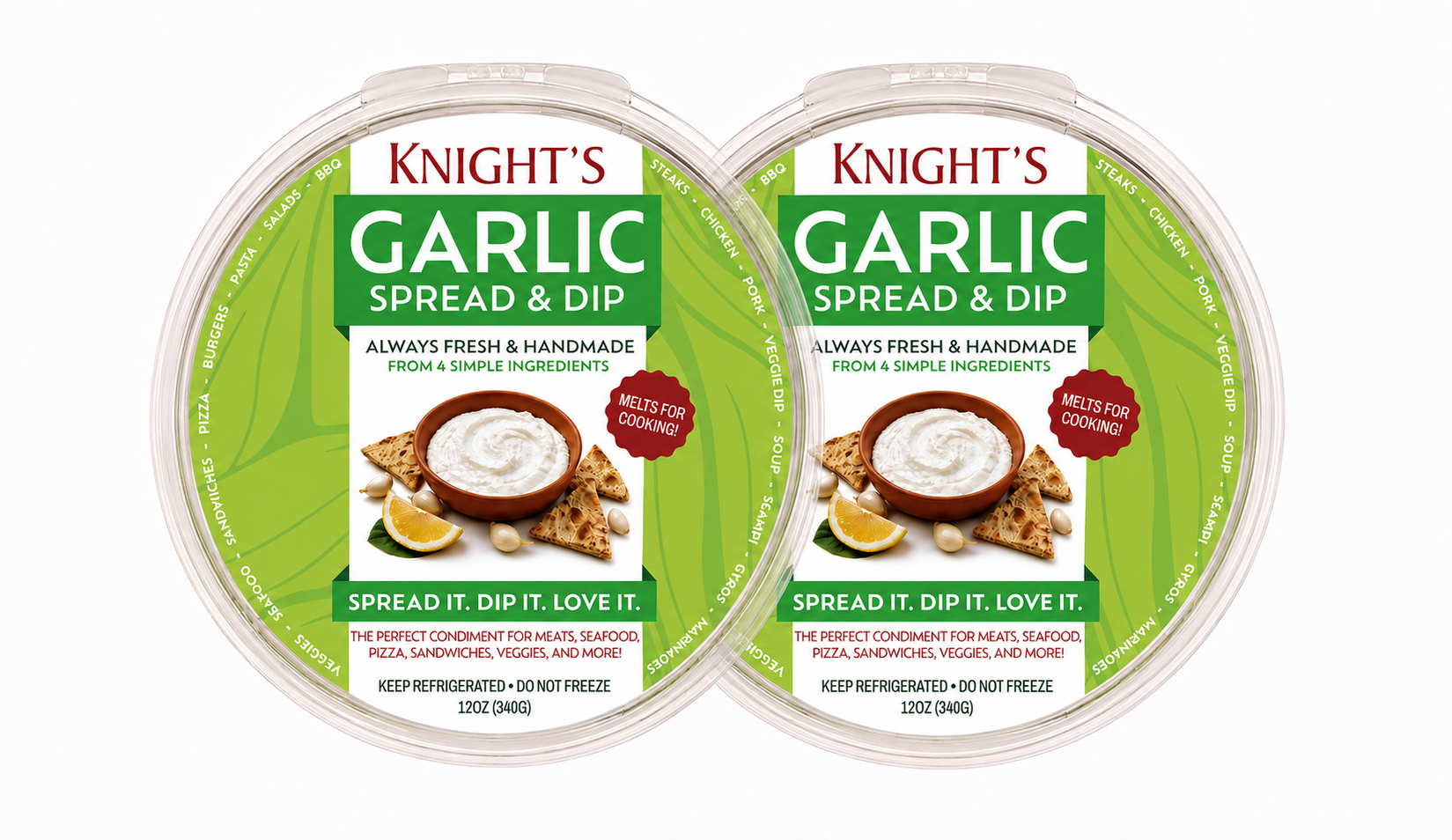 Sold Out - See "Where to Buy" for Retail Locations: Value 2 Pack - 12oz Knight's Original Garlic Spread